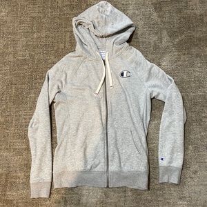 light grey champion zip up hoodie